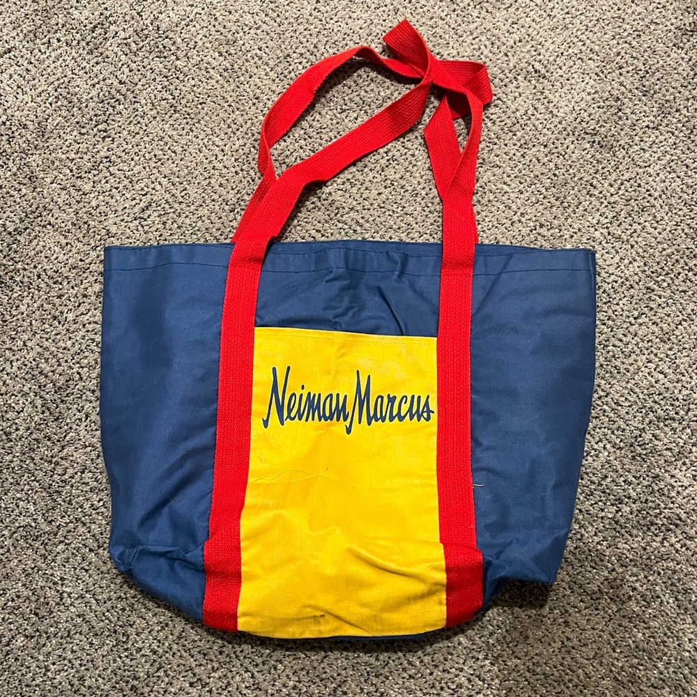 Vintage Neiman Marcus color-block canvas tote bag